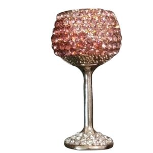 Betsey Johnson pendant WINE Glass Pink Gold Crystal NAPA VALLEY